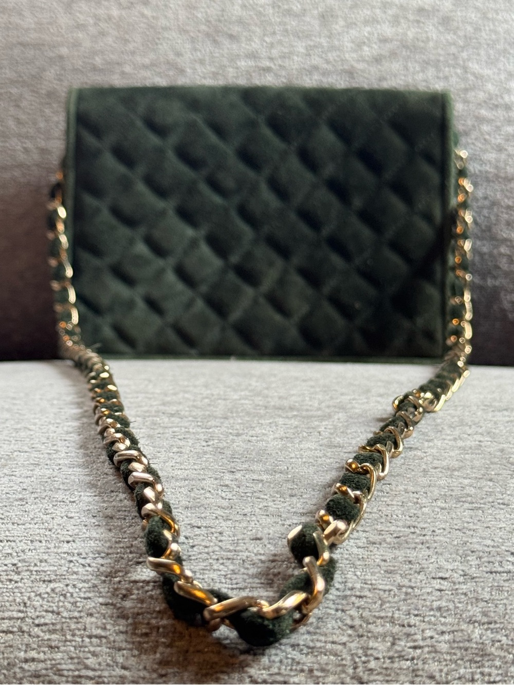 Vintage Collectif Forest Green Diamond-Quilted Evening Purse - Picture 8 of 8